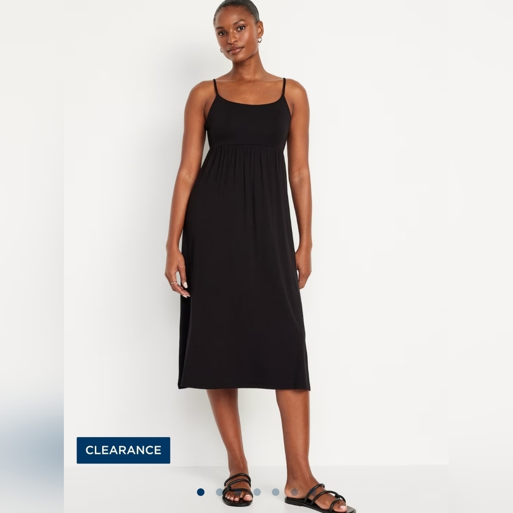 4X NWT Old Navy Fit & Flare Cami Midi Dress Black